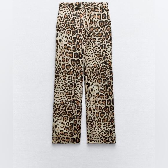 ZARA ANIMAL PRINT STRAIGHT LEG PANTS - Picture 4 of 7